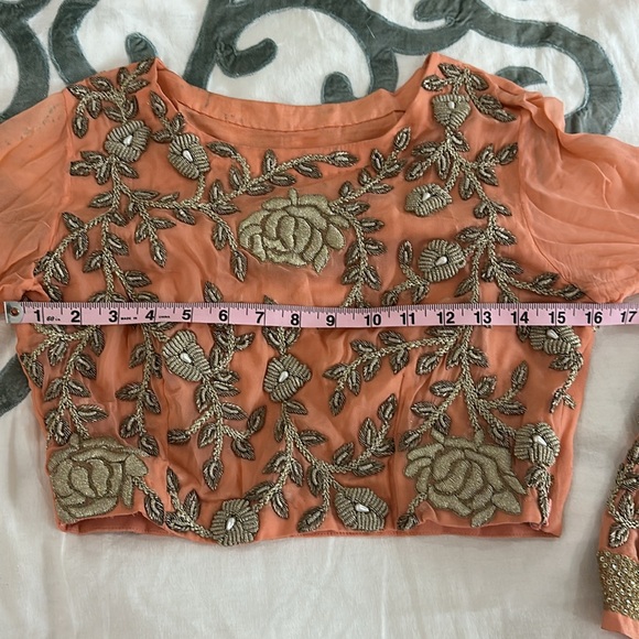 CUSTOM INDIAN PEACH LEHENGA SET - Picture 5 of 14